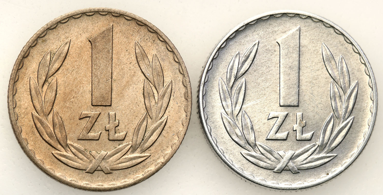 PRL. 1 złoty 1949 aluminium + miedzionikiel, zestaw 2 monet